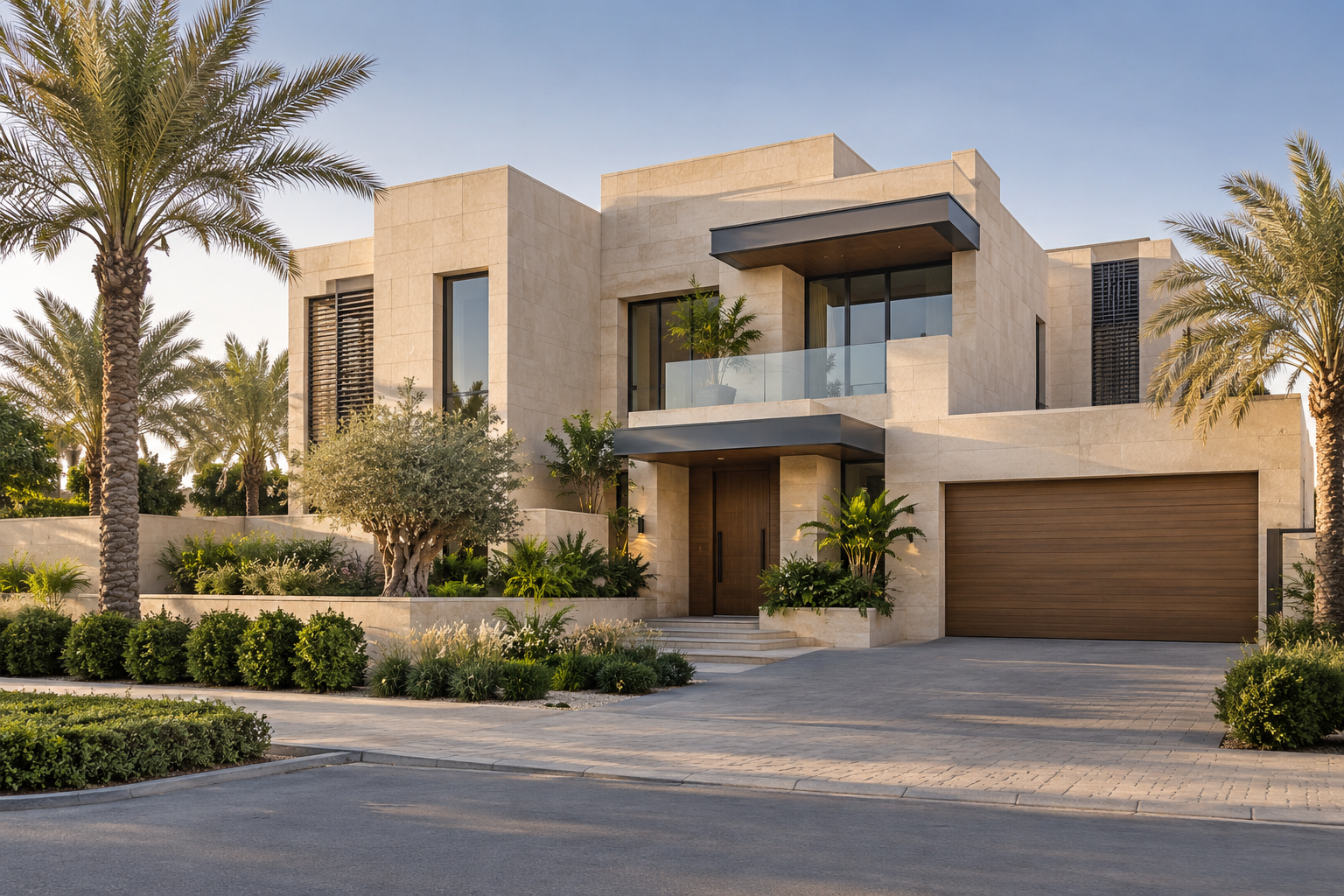 Contemporary villa with landscaped surroundings